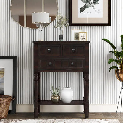 Wooden Console Table, Sofa Table with Storage Drawers and Shelf