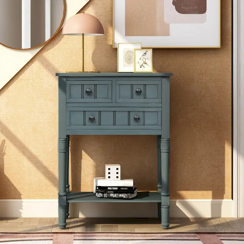 Wooden Console Table, Sofa Table with Storage Drawers and Shelf