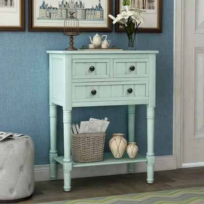 Wooden Console Table, Sofa Table with Storage Drawers and Shelf