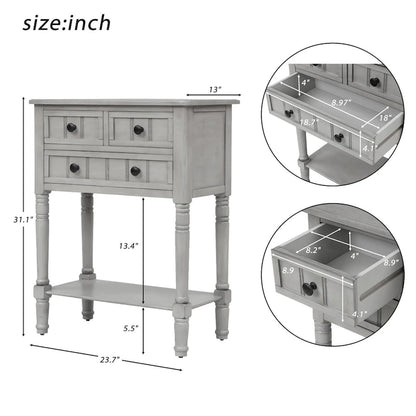 Wooden Console Table, Sofa Table with Storage Drawers and Shelf