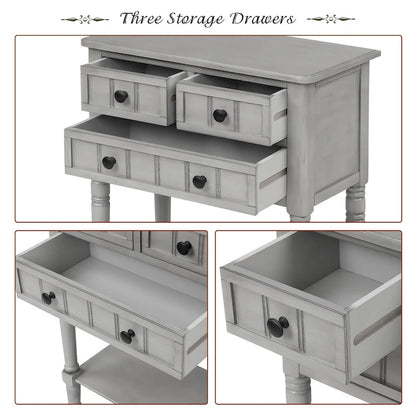 Wooden Console Table, Sofa Table with Storage Drawers and Shelf