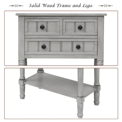 Wooden Console Table, Sofa Table with Storage Drawers and Shelf