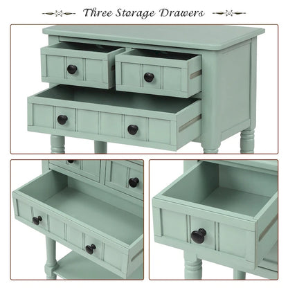 Wooden Console Table, Sofa Table with Storage Drawers and Shelf