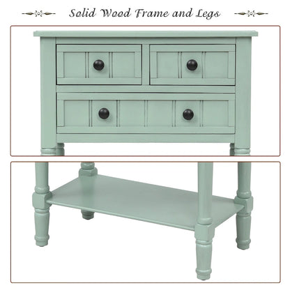 Wooden Console Table, Sofa Table with Storage Drawers and Shelf
