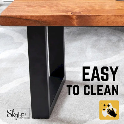 PIPE DECOR Matte Black Steel Modern Square Living Room Table Legs Set of 2