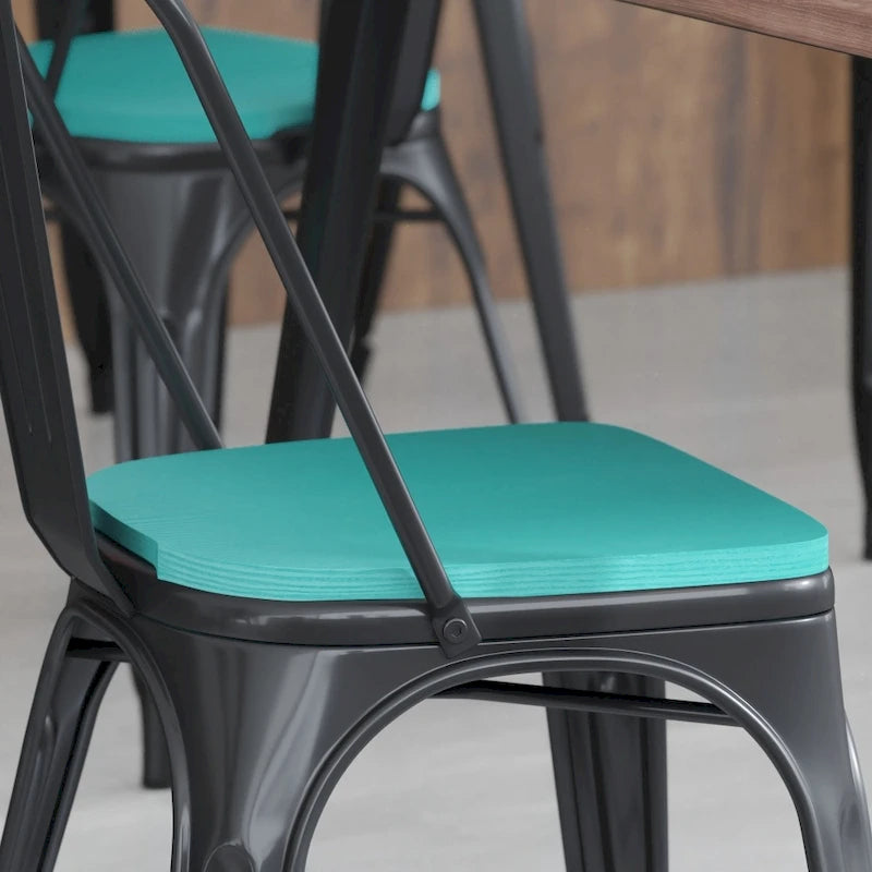 All-Weather Polyresin Seat for Colorful Metal Stools and Chairs-4 Pack