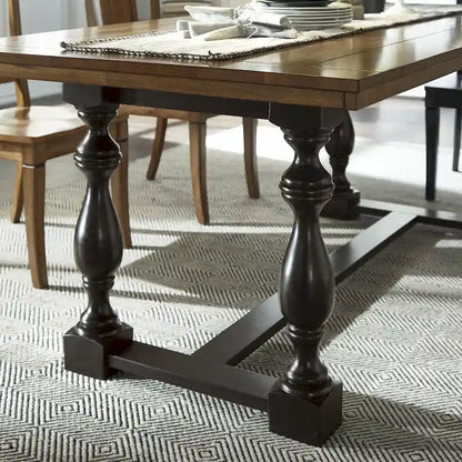 Eleanor 78-inch Oak Dining Table with Turned Leg Trestle Base by iNSPIRE Q Classic