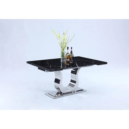 Somette Nikki Dining Table with Black Marquina Marble Top