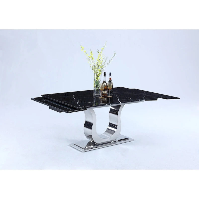 Somette Nikki Dining Table with Black Marquina Marble Top