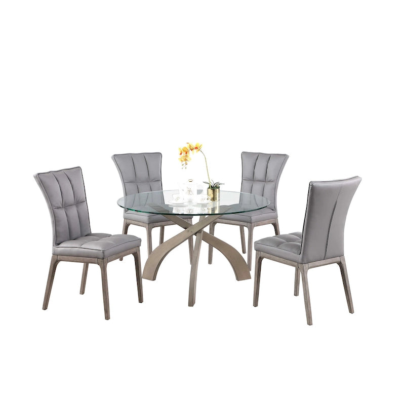 Somette Pogo Criss Cross Dining Set with Gray Chairs