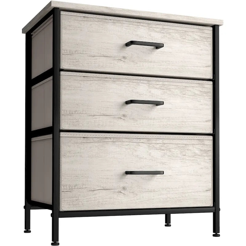 Nightstand 3-Drawer Shelf Storage - Bedside Furniture End Table Chest