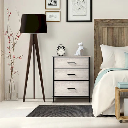 Nightstand 3-Drawer Shelf Storage - Bedside Furniture End Table Chest