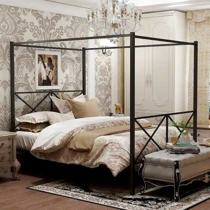 Metal Canopy Bed Frame Platform Bed Frame