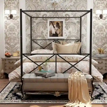 Metal Canopy Bed Frame Platform Bed Frame