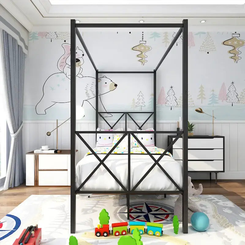 Metal Canopy Bed Frame Platform Bed Frame