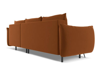 Convertible right-hand corner sofa in velvet - terracotta - Parisianestop 31434JCNE