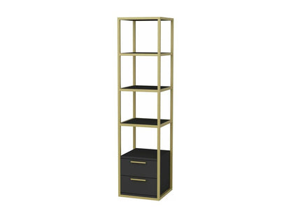 Parisianestop 2-Drawer Bookshelf, 39cm x 160cm, Gold Metal and Anthracite Wood, 26168NYHW