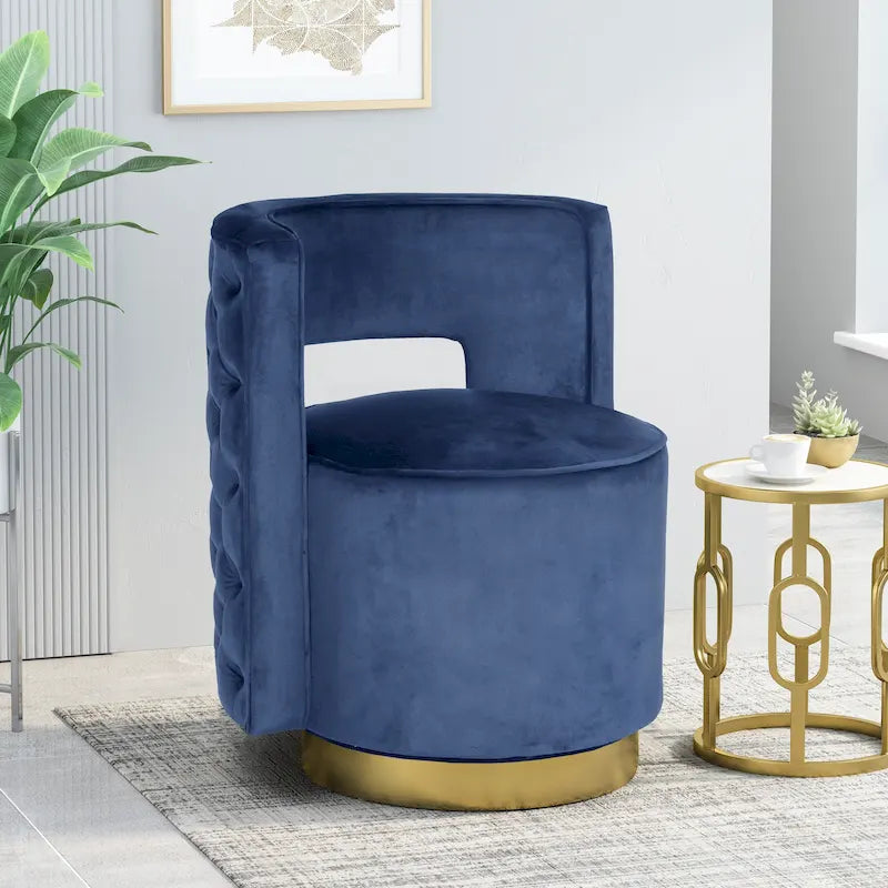 Cardan Modern Glam Round Open Back Velvet Swivel Club Chair by Christopher Knight Home - 26.25 L x 24.25 W x 28.50 H