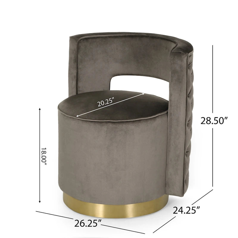 Cardan Modern Glam Round Open Back Velvet Swivel Club Chair by Christopher Knight Home - 26.25 L x 24.25 W x 28.50 H