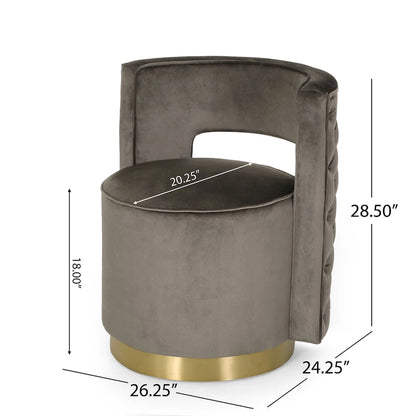 Cardan Modern Glam Round Open Back Velvet Swivel Club Chair by Christopher Knight Home - 26.25 L x 24.25 W x 28.50 H