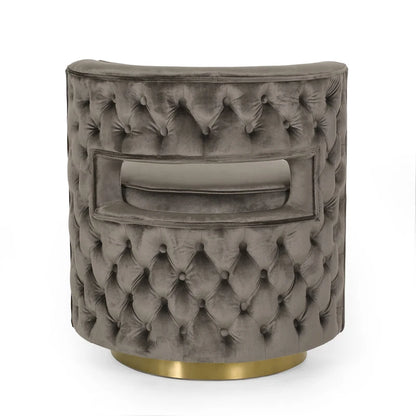 Cardan Modern Glam Round Open Back Velvet Swivel Club Chair by Christopher Knight Home - 26.25 L x 24.25 W x 28.50 H