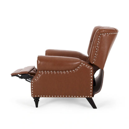 Sunapee Fabric and Rubberwood Recliner with Nailhead Trim by Christopher Knight Home
