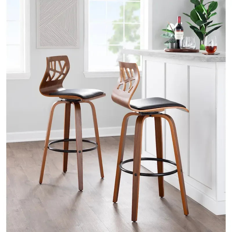 Carson Carrington Sala 30 Fixed-Height Bar Stool with Bent Wood Legs & Round Footrest (Set of 2)
