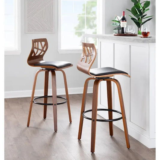 Carson Carrington Sala 30 Fixed-Height Bar Stool with Bent Wood Legs & Round Footrest (Set of 2)