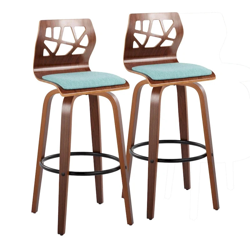 Carson Carrington Sala 30 Fixed-Height Bar Stool with Bent Wood Legs &amp; Round Footrest (Set of 2)