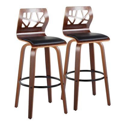 Carson Carrington Sala 30 Fixed-Height Bar Stool with Bent Wood Legs &amp; Round Footrest (Set of 2)