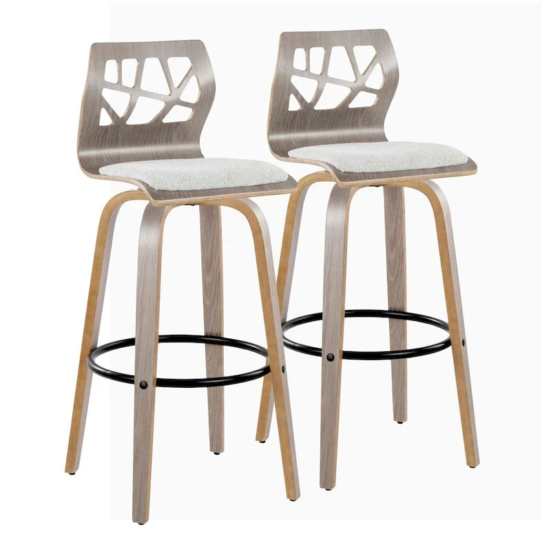 Carson Carrington Sala 30 Fixed-Height Bar Stool with Bent Wood Legs &amp; Round Footrest (Set of 2)