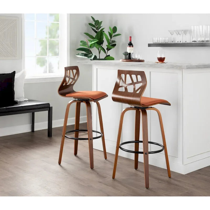 Carson Carrington Sala 30 Fixed-Height Bar Stool with Bent Wood Legs &amp; Round Footrest (Set of 2)