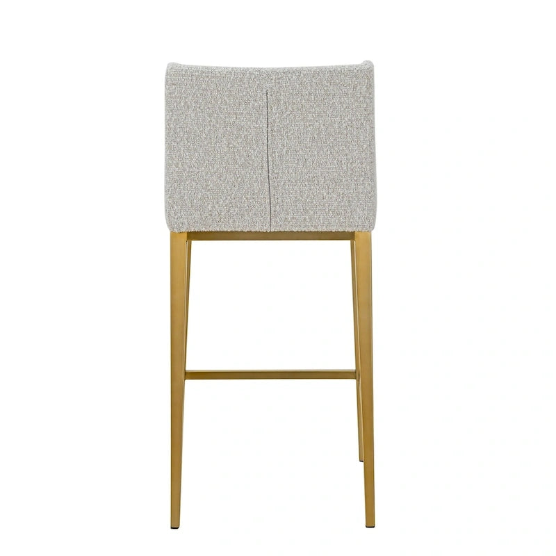Modrest Mimi Modern Light Gray Fabric + Antique Brass Counter Stool (Set of 2)