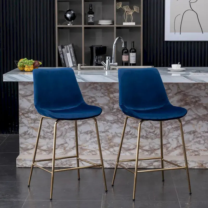 Roundhill Furniture Aufurr Modern Velvet 26.50 Counter Height Stool (Set of 2)