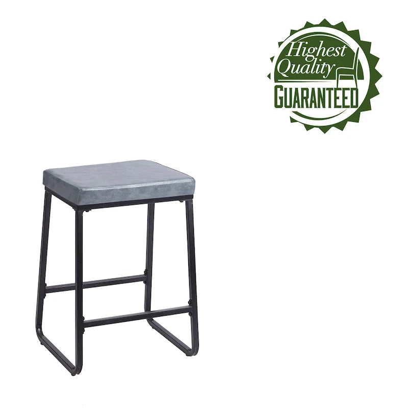 Porthos Home Selma Counter Stools Set of 2, PU Leather, Iron Legs