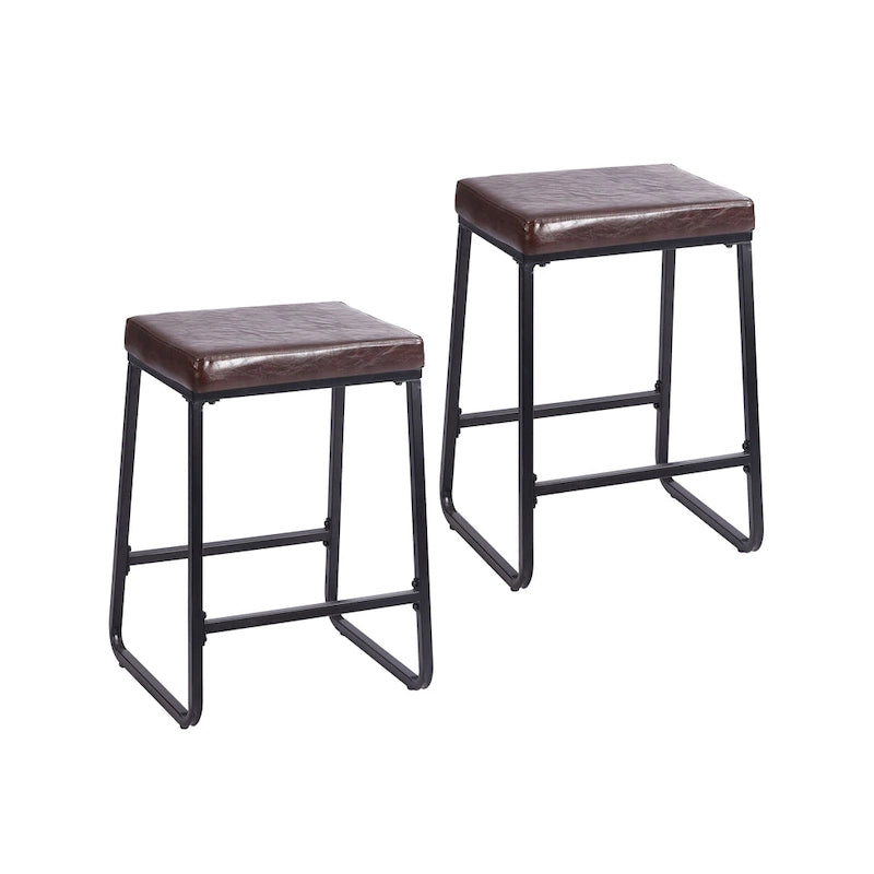 Porthos Home Selma Counter Stools Set of 2, PU Leather, Iron Legs