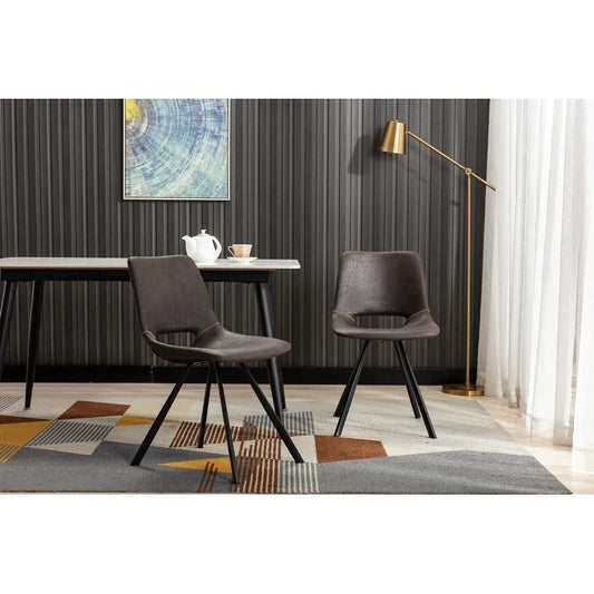 Modern Faux Leather Dining Chairs with Metal Frame (Set of 2) - 20 H x 14.5 W x 20 D