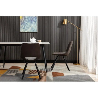Modern Faux Leather Dining Chairs with Metal Frame (Set of 2) - 20 H x 14.5 W x 20 D