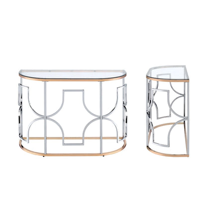 DH BASIC Modern Style Chrome and Gold Open Sofa Table by Denhour