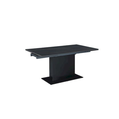 Katana Extendable Sintered Stone Table with Wooden Pedestal and Glass Base Plate