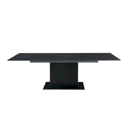 Katana Extendable Sintered Stone Table with Wooden Pedestal and Glass Base Plate