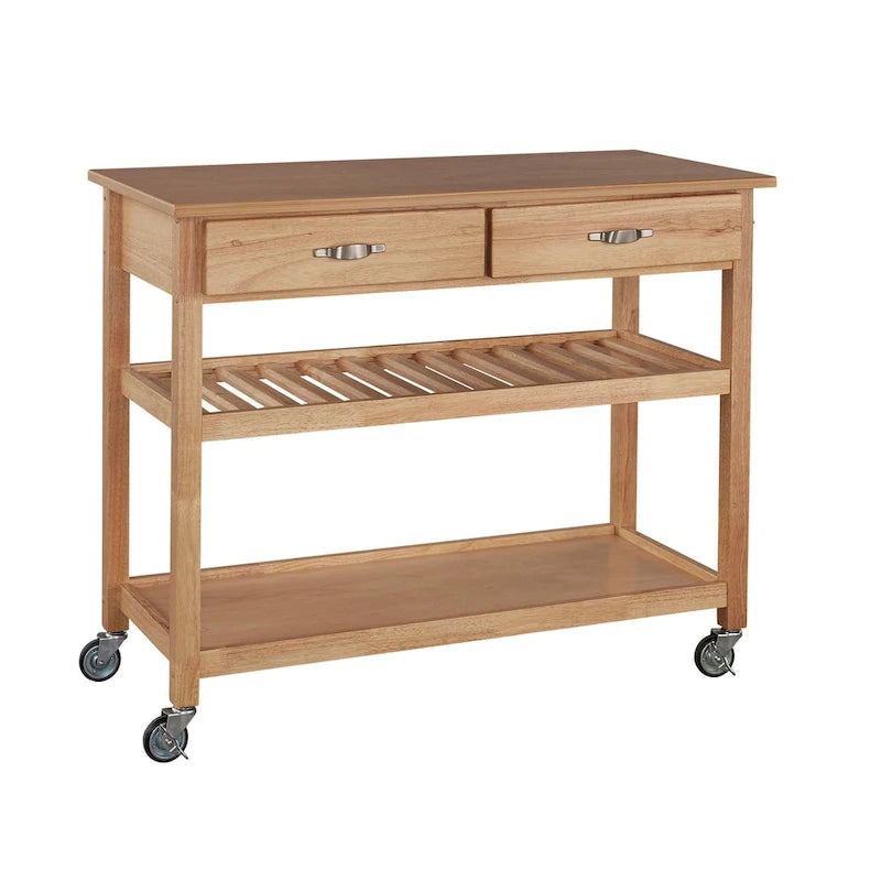 General Line Brown Kitchen Cart with Wood Top - 45' x 21' x 36'