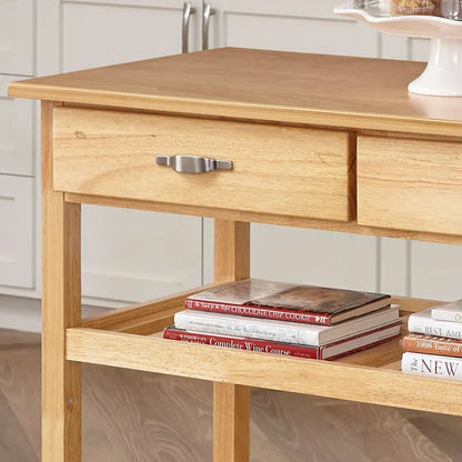 General Line Brown Kitchen Cart with Wood Top - 45' x 21' x 36'