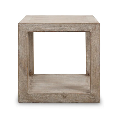 Artissance Peking Grand Framed Square Side Table, 22 Inch Tall, Weathered White Wash Finish