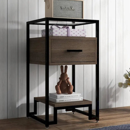 Set of 2 Modern End Table with Storage Drawer