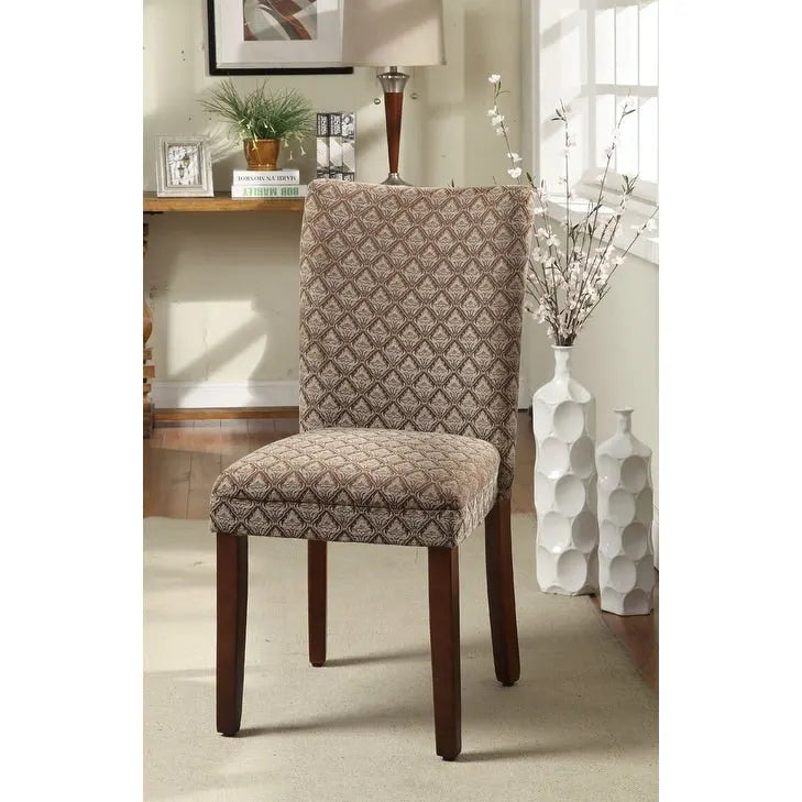 HomePop Modern Parson Blue/Chocolate Damask Diamo - N/A