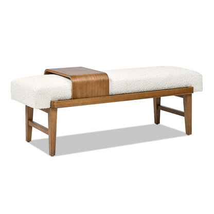Billie 52 Loop Faux Sherpa Modern Telephone Bench with Sliding Shelf