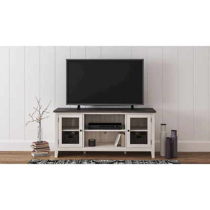 Dorrinson Casual Large TV Stand w/Fireplace Option, White/Brown