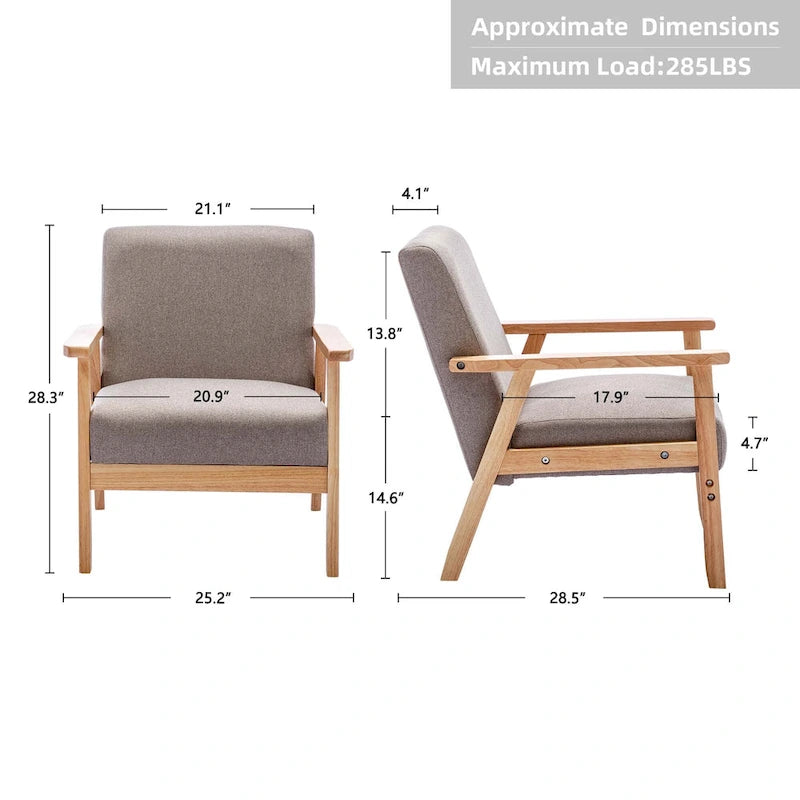Padded Seat Wooden Lounge Armchair
