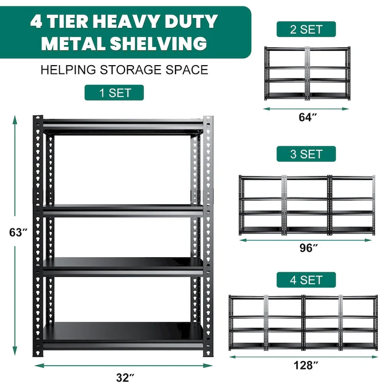 DoCred Metal Shelving Unit, Heavy Duty Garage Storage Rack, 3Pack